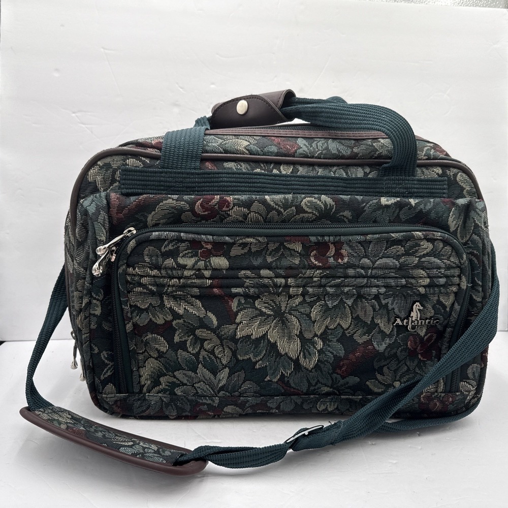 Vtg Atlantic Tapestry Floral Travel Kit Bag Carry-on Toiletry Cosmetic